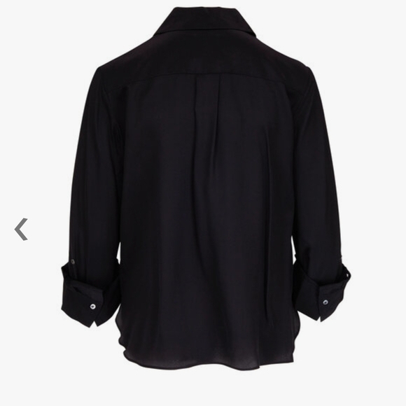 Black Fitted Button Down Shirt with Notched Collar - Picture 2 of 5